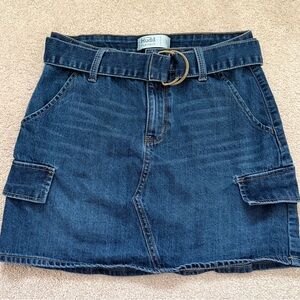Vintage Y2K Mudd Denim Mini Skirt Belted Dark Denim Cargo Skirt 100% Cotton